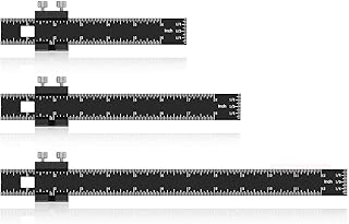 3Pcs Woodworking Ruler,Woodworking Scribing Ruler Precision Pocket Rule - 12, 8, 6 Inch Metal Slide Stop Marking Ruler Metric Inch Measuring Tools - Adjustable Sliding Ruler-Black