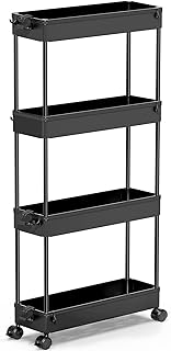 SPACEKEEPER Slim Rolling Storage Cart 4 Tier Bathroom Organizer Cart Mobile Shelving Unit Slide Out Utility Cart for Kit