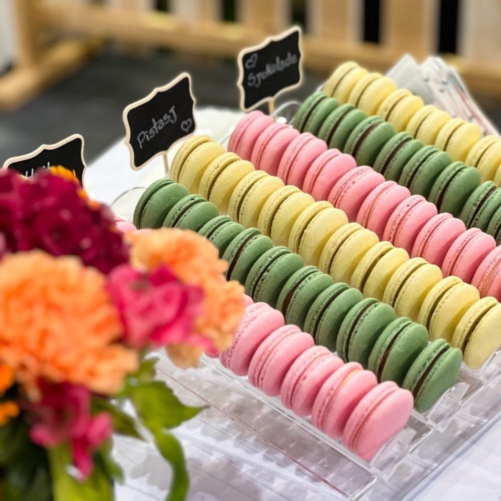 Présentoir à macarons en acrylique pour une utilisation répétée dans les boulangeries et les événements (6 bacs)