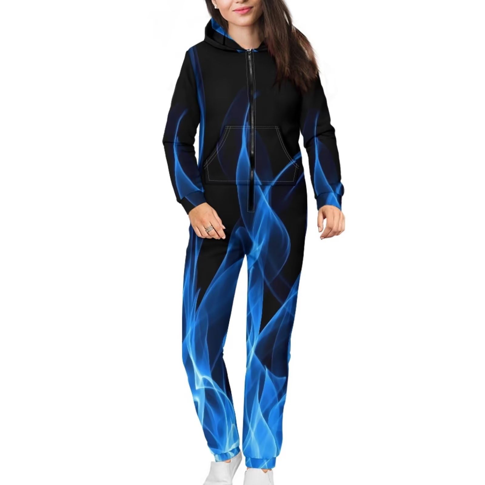 Mono unisex con capucha de manga larga con cremallera y cremallera