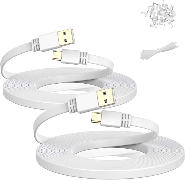 Micro USB Power Cable 9M/30 FT 2Pack,Flat Micro USB Charging Power Cord,Charger for WyzeCam V3 Pan,Yi Cam,Nest Cam,Blink Mini XT XT2 Camera,Arlo Q,Zmodo,Netvue,Xbox One Controller,Outdoor