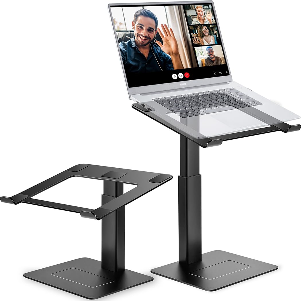 Laptop Ständer Höhenverstellbar, Laptopständer für Schreibtisch, Stehen möglich, DJ Laptop Stand, Kompakte Alternative zum Stehpult, Passend für MacBook und alle 13" - 16.5" Notebook, Schwarz