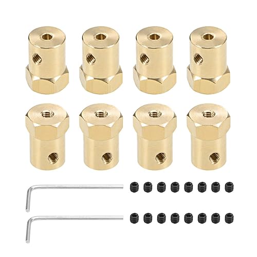 uxcell Acoplador hexagonal de 0.118 in con motor de orificio hexagonal de latón acoplamiento flexible para ruedas de automóvil, neumáticos, motor de