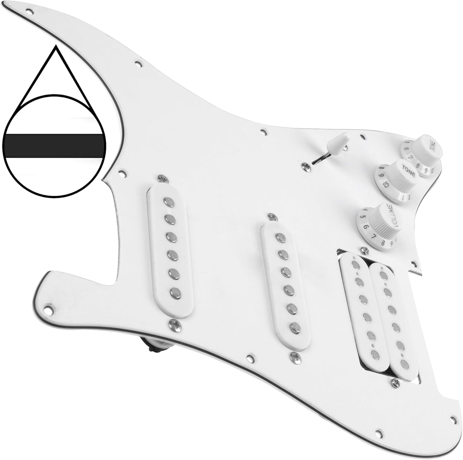 11-Hole 3-Ply SSH Prewired Loaded Pickguard Humbucker Pickups Set Compatible with Fender Stratocaster Squier Electric Guitar (3Ply White)
