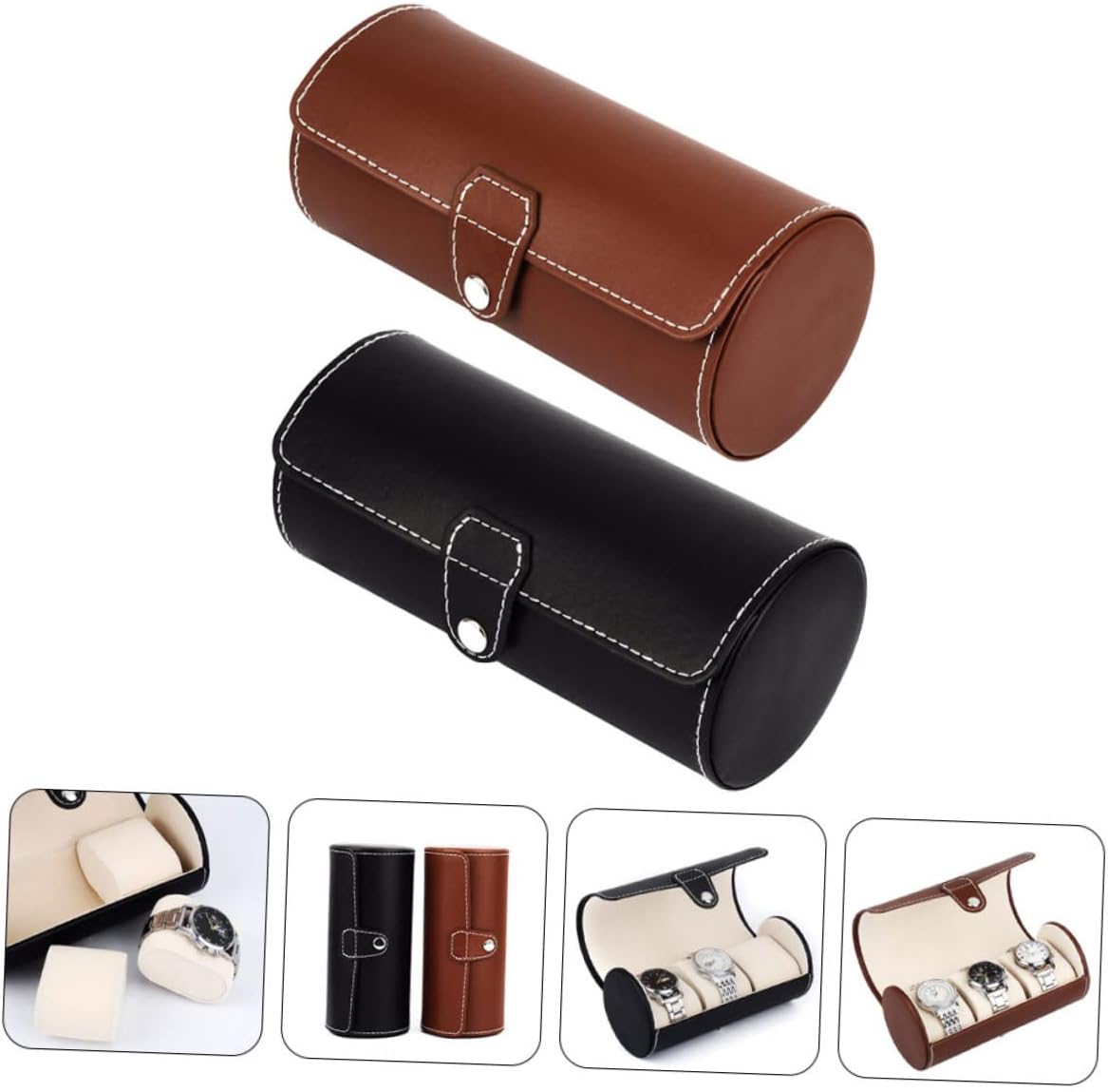 NOLITOY 2pcs PU Watch Container Portable Travel Case for Business Trips image 3