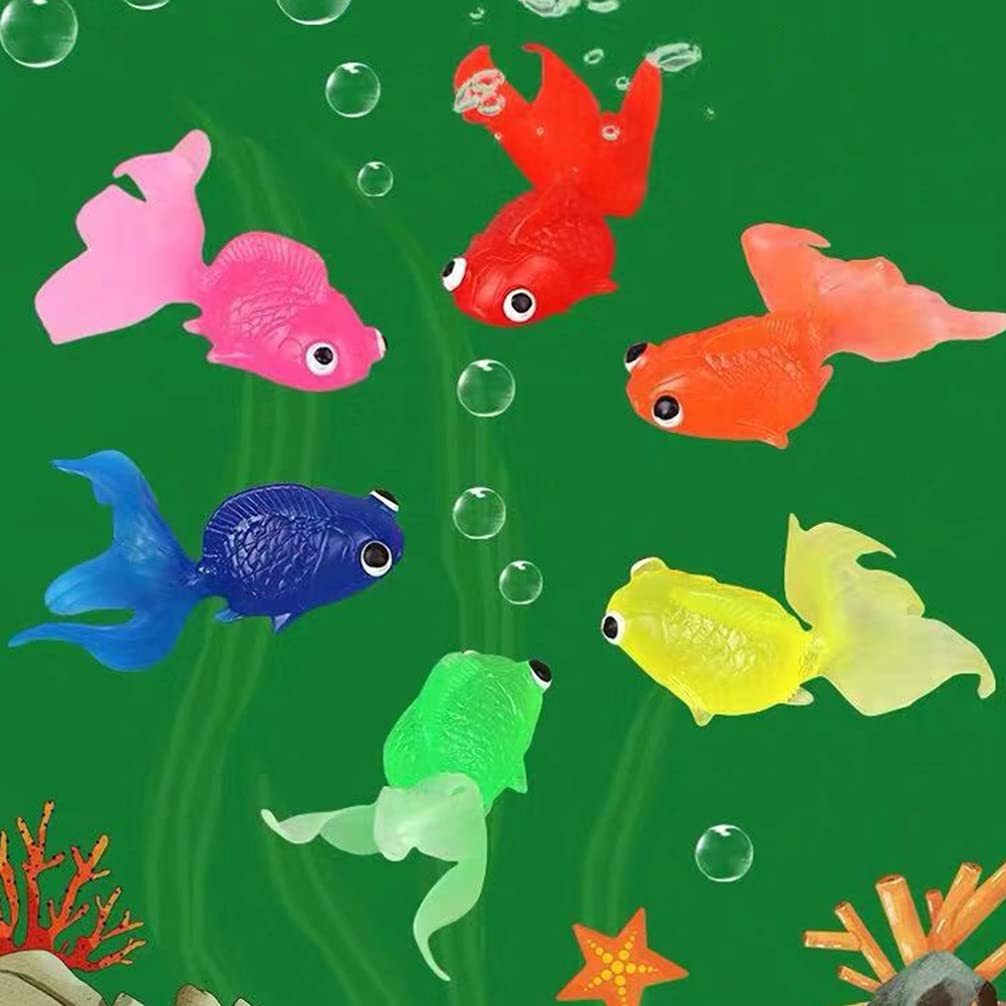 Toyvian Kids Fishing Game Set: 12Pcs Soft Rubber Goldfish Model with 2 Fishing Nets - Image 4