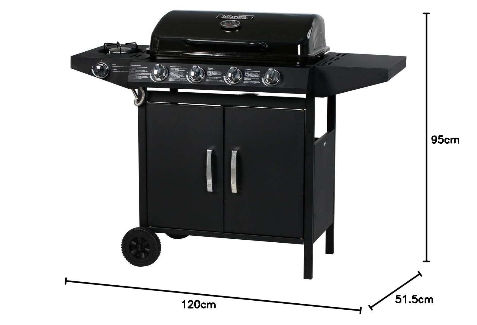 Habitat et Jardin Barbecue Gaz Festa 5, 5 Brûleurs Dont 1 Latéral, 12.9 Kw, Noir 1351_100515