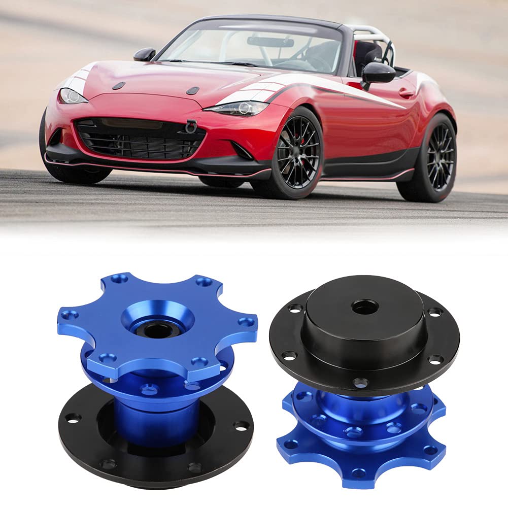 Universal Auto Lenkrad Schnellverschluss HUB Racing Adapter Snap Off Kit mit Schrauben Race/Rally/Motorsport(Blau)