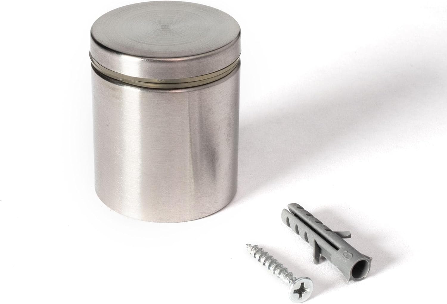 Stainless Steel Standoff 1-1/2 Inch Diameter x 1-1/2 Inch Barrel Length Brushed Finish for PVC, Glass and Acrylic Sign Stand Off Wall Anchors and Screws 100 Piece Commercial Space Pack