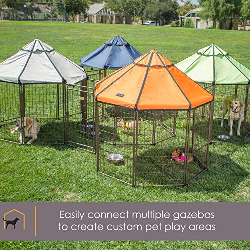 Advantek Pet Gazebo Outdoor Metal Dog Kennel with Reversible Cover, 5 Foot, Aztek Gold (23200)