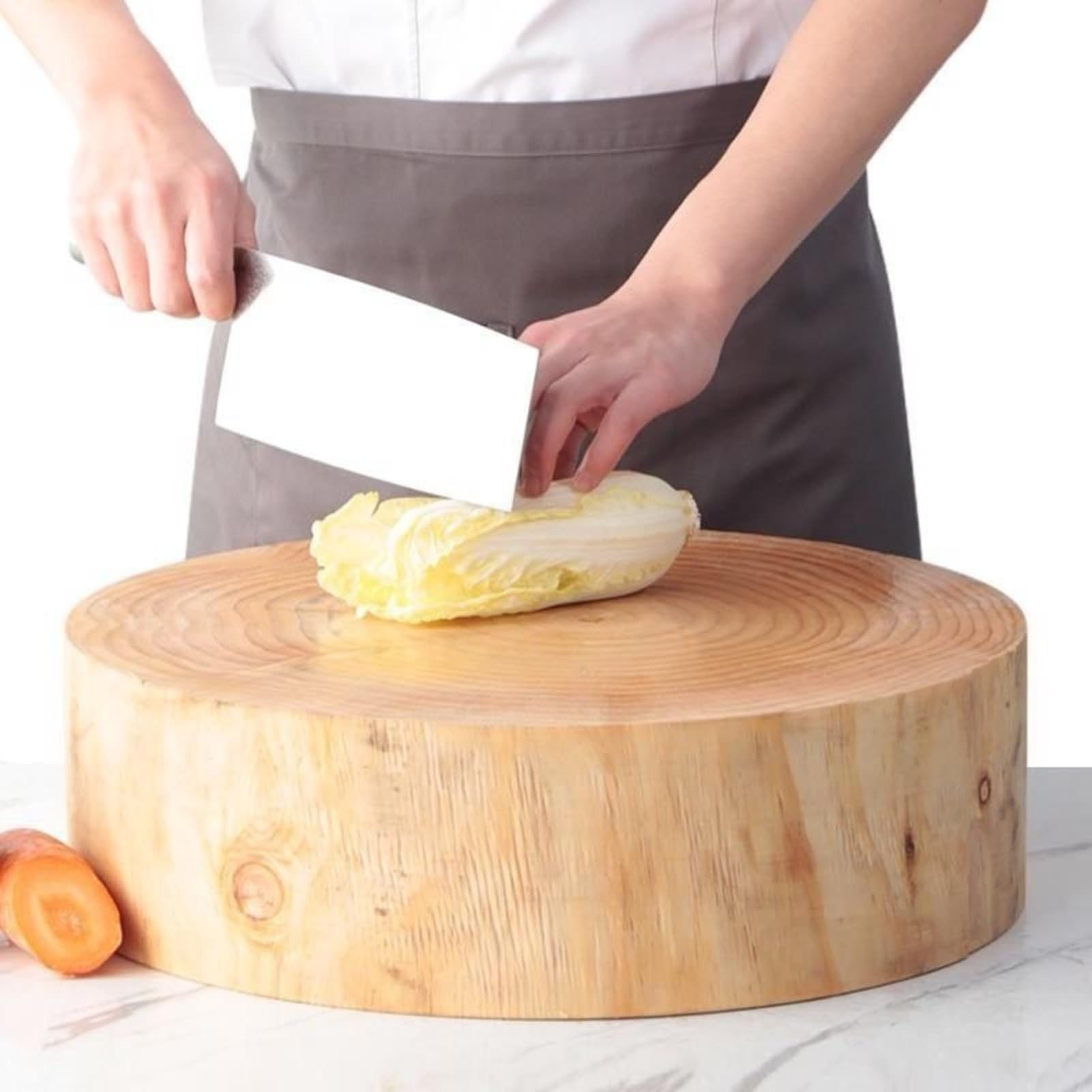 Tabla de cortar redonda de pino extra gruesa y grande, resistente para cocina, tabla de cortar profesional para carne, pescado, verduras, queso (36 x 7 cm)