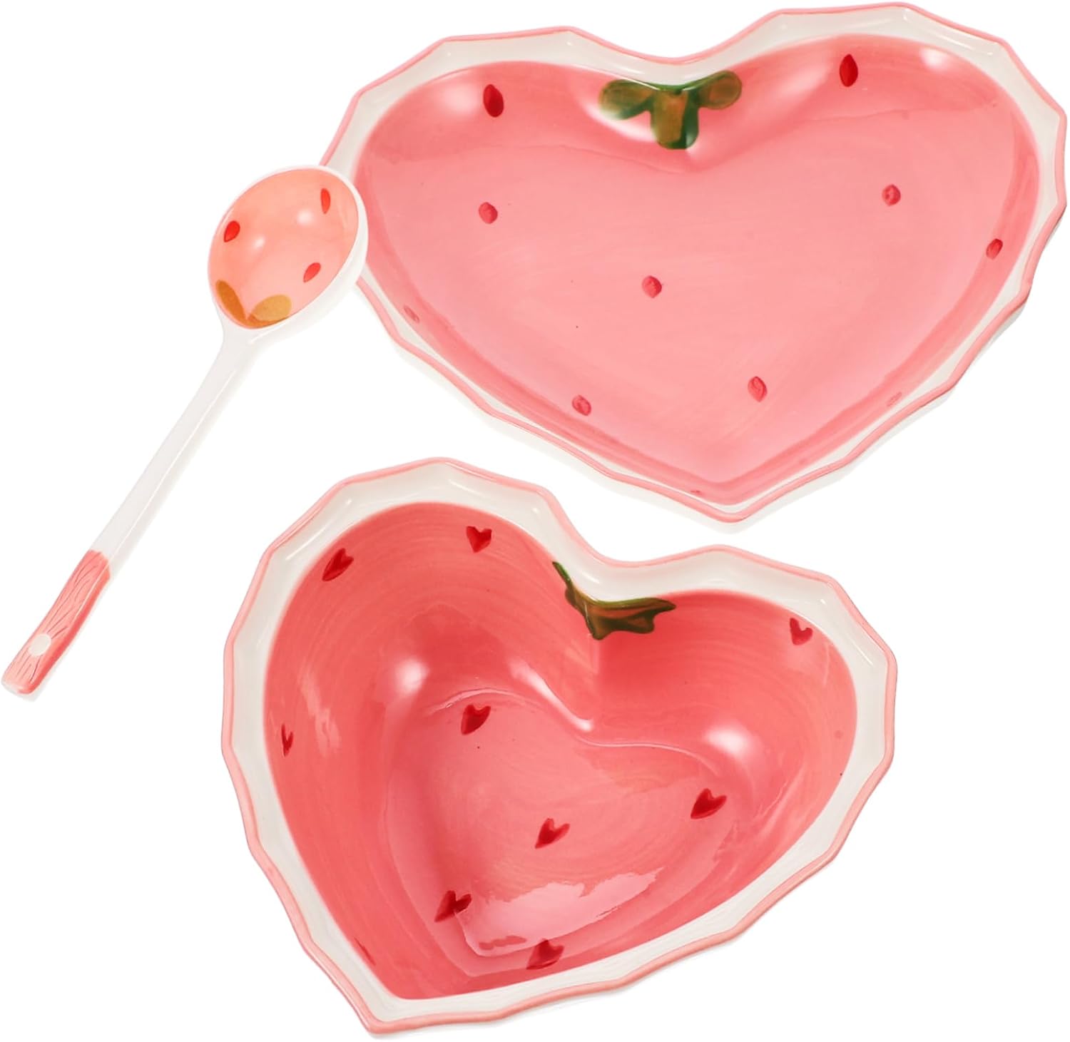 ULTECHNOVO Strawberry Bowl Spoon Plate Multi Function Kitchen Tableware for Fruit Salad Dessert Serving Indoor Outdoor Use Compact Stackable Design
