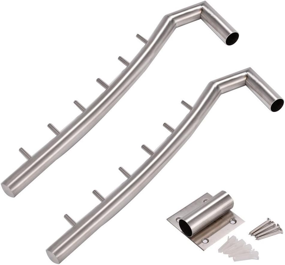 Star Seven 2 Pack 12.6inch Wall-Mounted Brushed SUS304 Stainless Steel Swing Arm Holder Clothes Hanger with 6 Hooks
