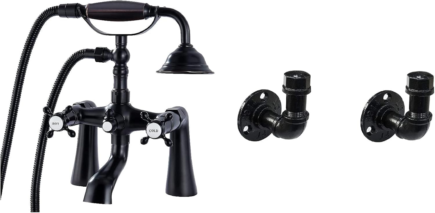 Deck Mount Tub Bathtub Clawfoot Faucet with Telephone Shaped Sprayer