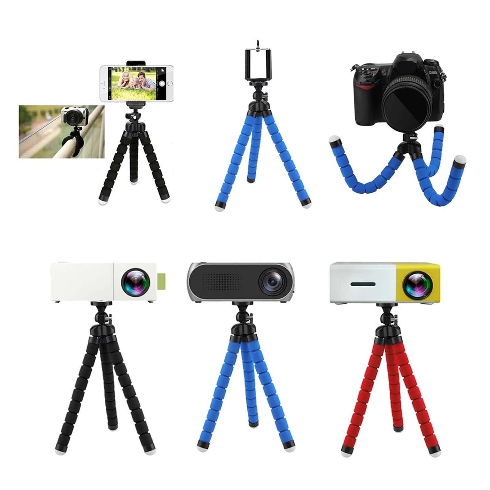 Mini trípode, Patas de Esponja Flexibles, teléfono con cámara y proyector