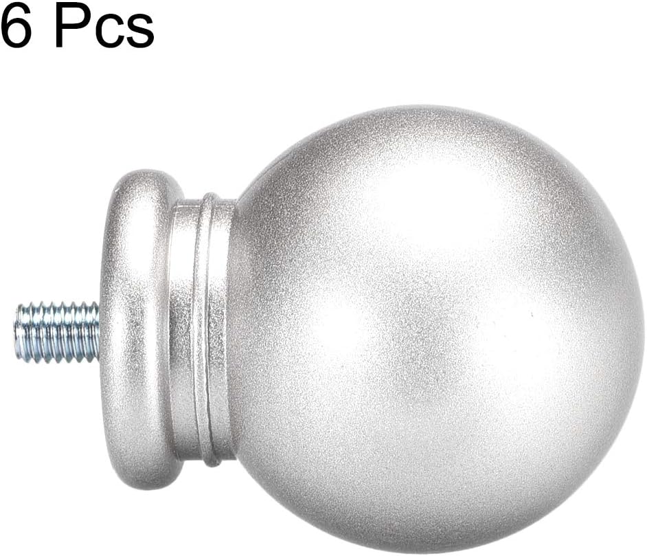 uxcell Curtain Rod Finials,Fit for 0.62 Inch Dia (Max.) Rod, Plastic End,M5 Thread Dia,Ball Shape,Silver Tone 6pcs : Home & Kitchen