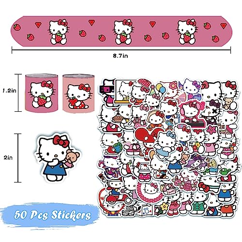 Gotofun GOTOFUN-230 Kitty Party Supplies, Kitty Slap Bracelets, 86Pcs Party Favors Contains 36 Slap Bracelets And 50 Stickers thumb #2
