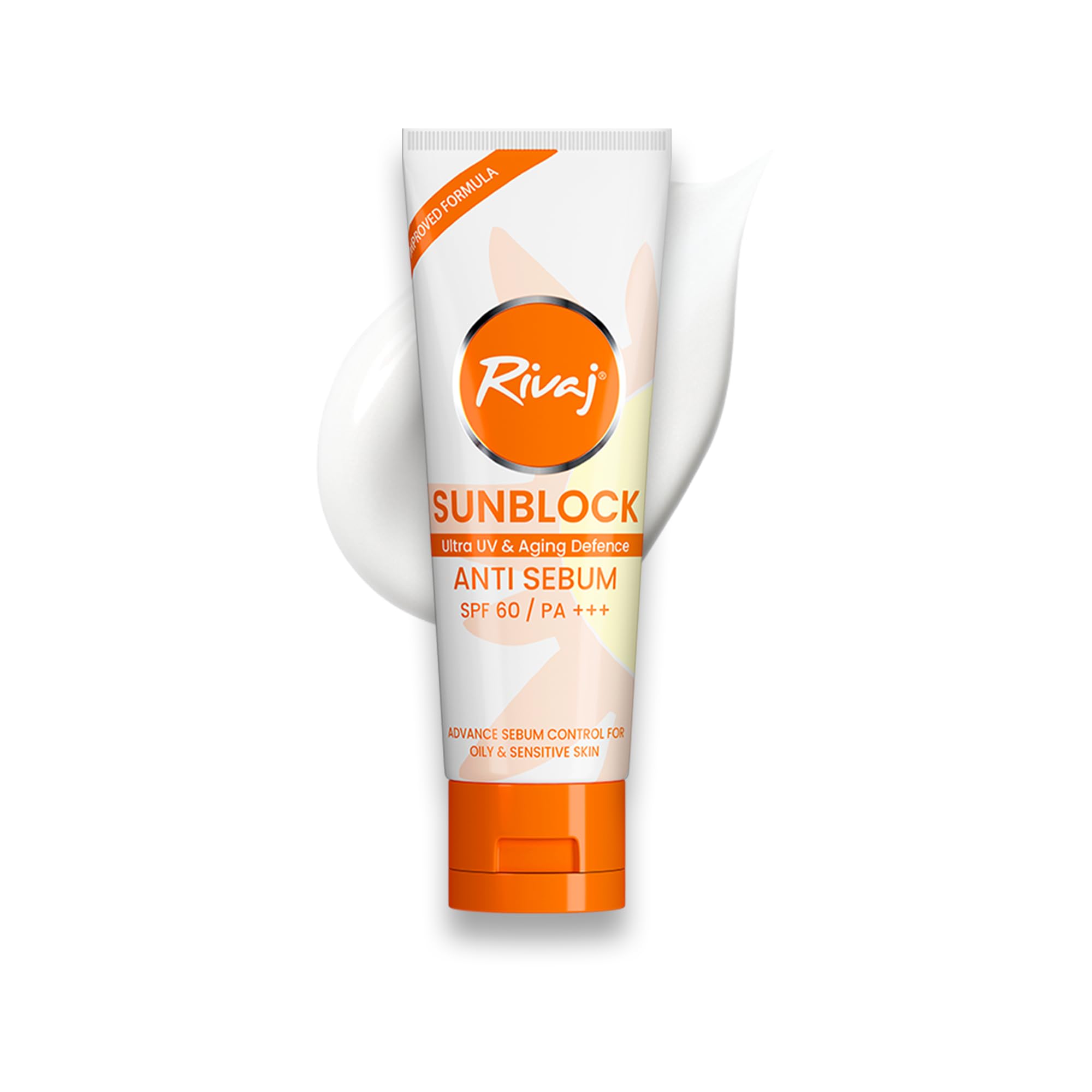 RIVAJ Anti-Sebum Sunblock SPF60 for Oily & Sensitive Skin – Matte Finish, Non-Greasy, Lightweight Daily Sun Protection, Acne Safe Formula, Halal Skincare – 40ml