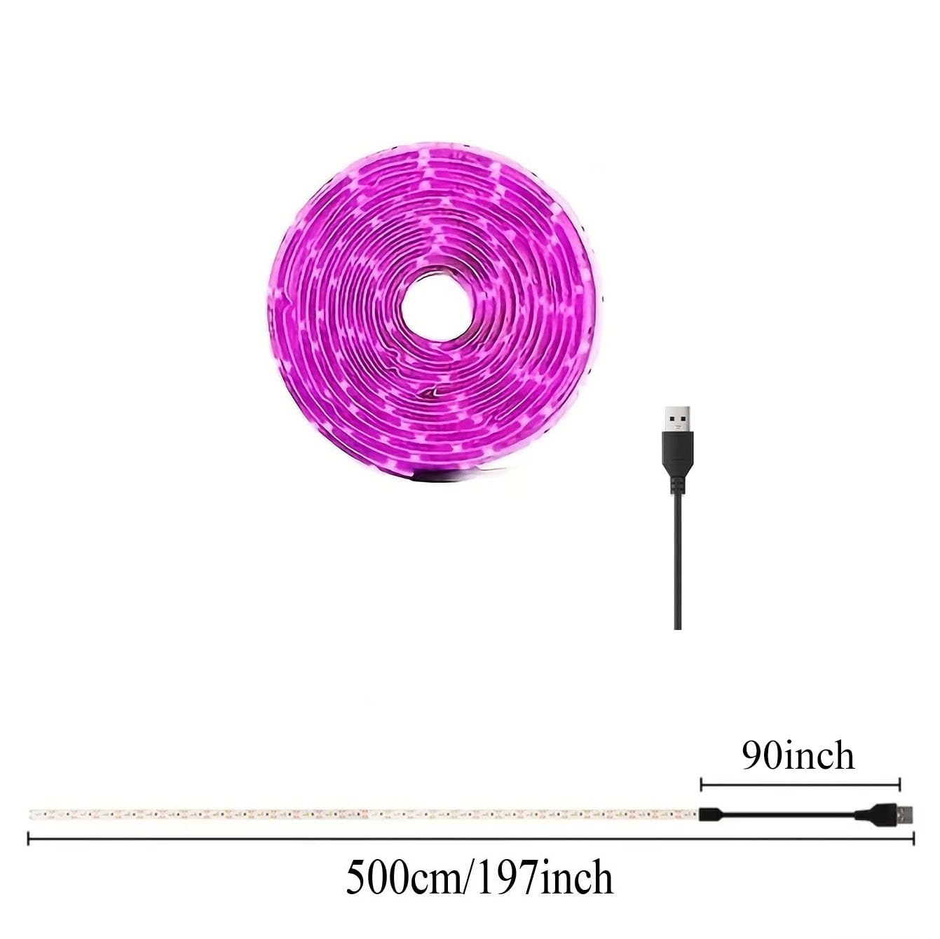 Lampada LED A Spettro Completo Per Piante – Striscia Flessibile Impermeabile USB Da 5M Per Idroponica E Serre