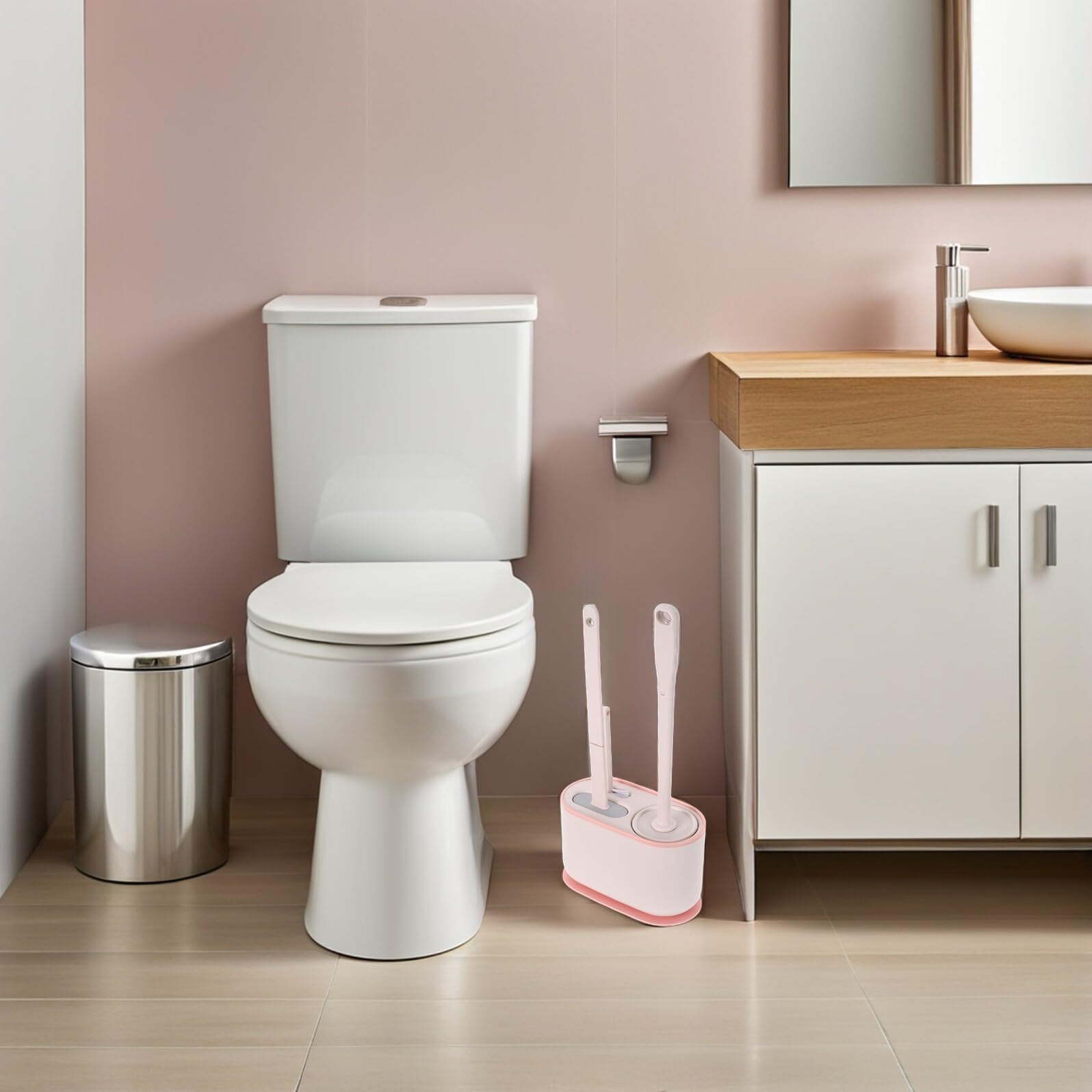 Cabilock Escobilla De Baño De Pared Colgante De Escobilla y Soporte para Inodoro Limpieza Profunda para Baño Mango Fácil Instalación y Almacenamiento