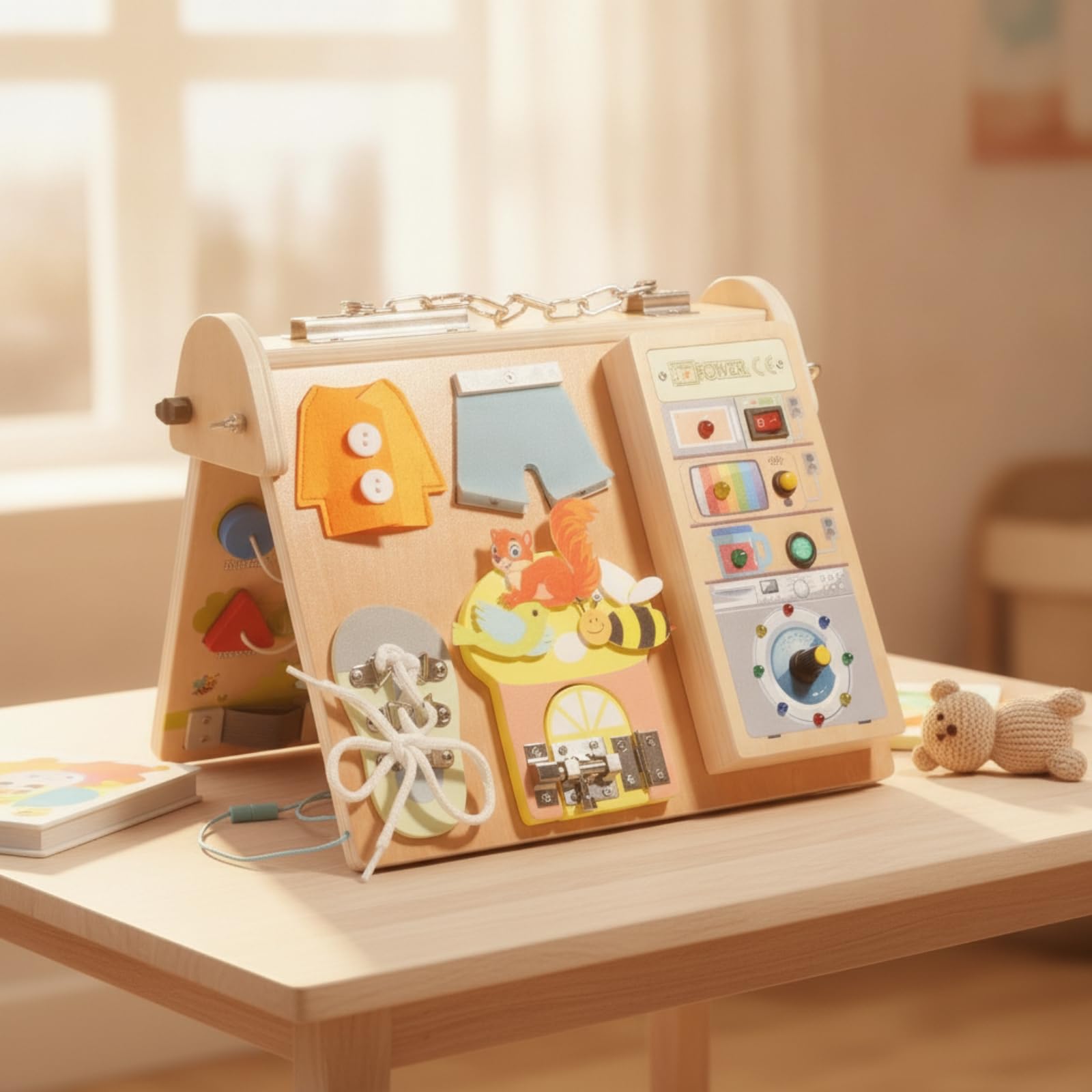 predolo Busy Board Pieghevole Portatile Tavola Multiattività Sensoriale Busy Board Educativo per Bambini