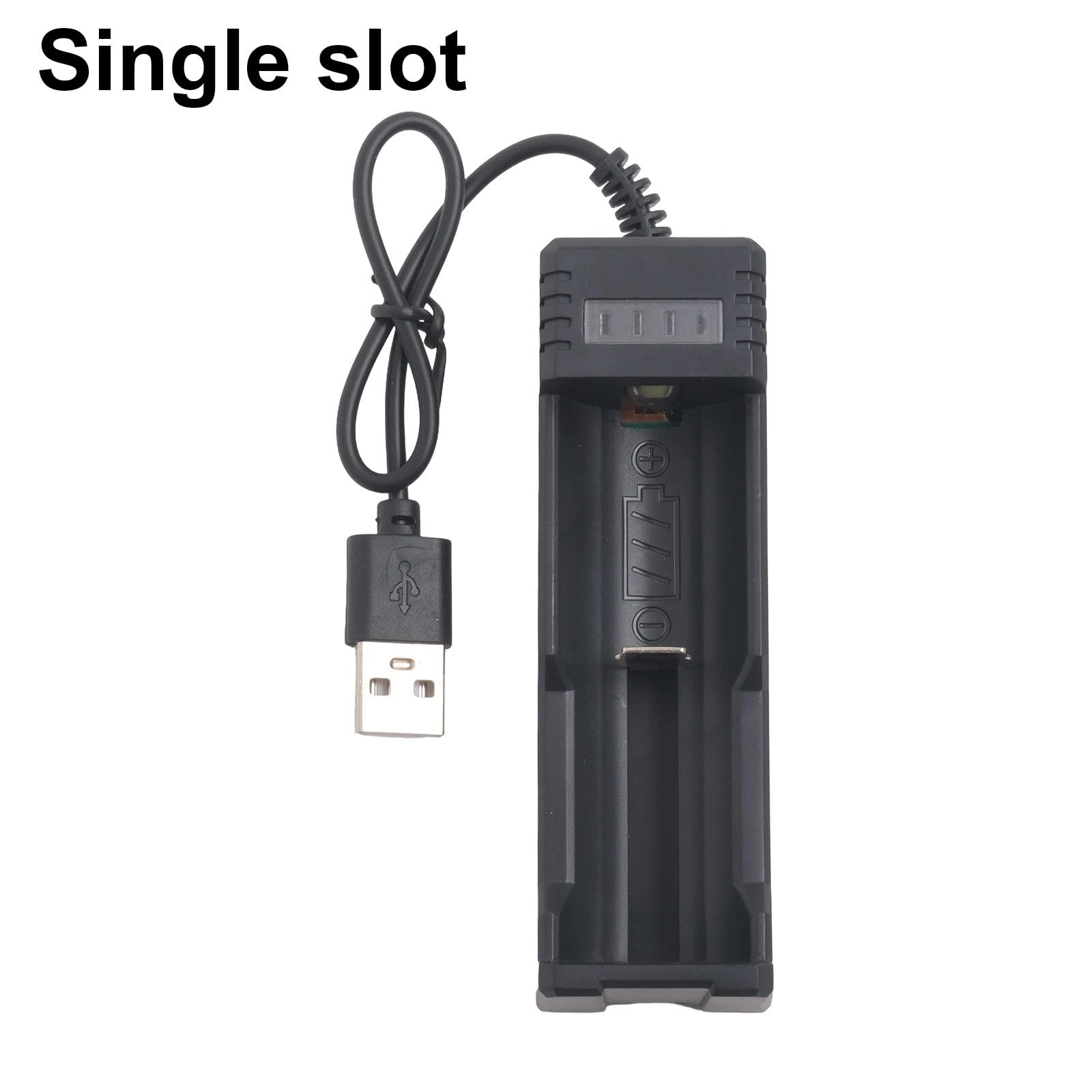 Cargador de batería USB para baterías de litio 14500, 16340, 18350, 26650 y 3.7V - Doble ranura, protección IC, indicadores LED rojo/verde (ranuras duales)