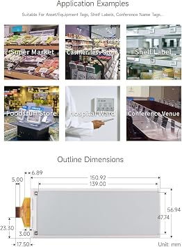 Waveshare 5.79inch E-Paper Raw Display(Without PCB), 792x272 Pixels, Black/White, SPI Communication, Support Partial Refresh, Ideal for Price Tags, Shelf Labels, Industrial Instruments...