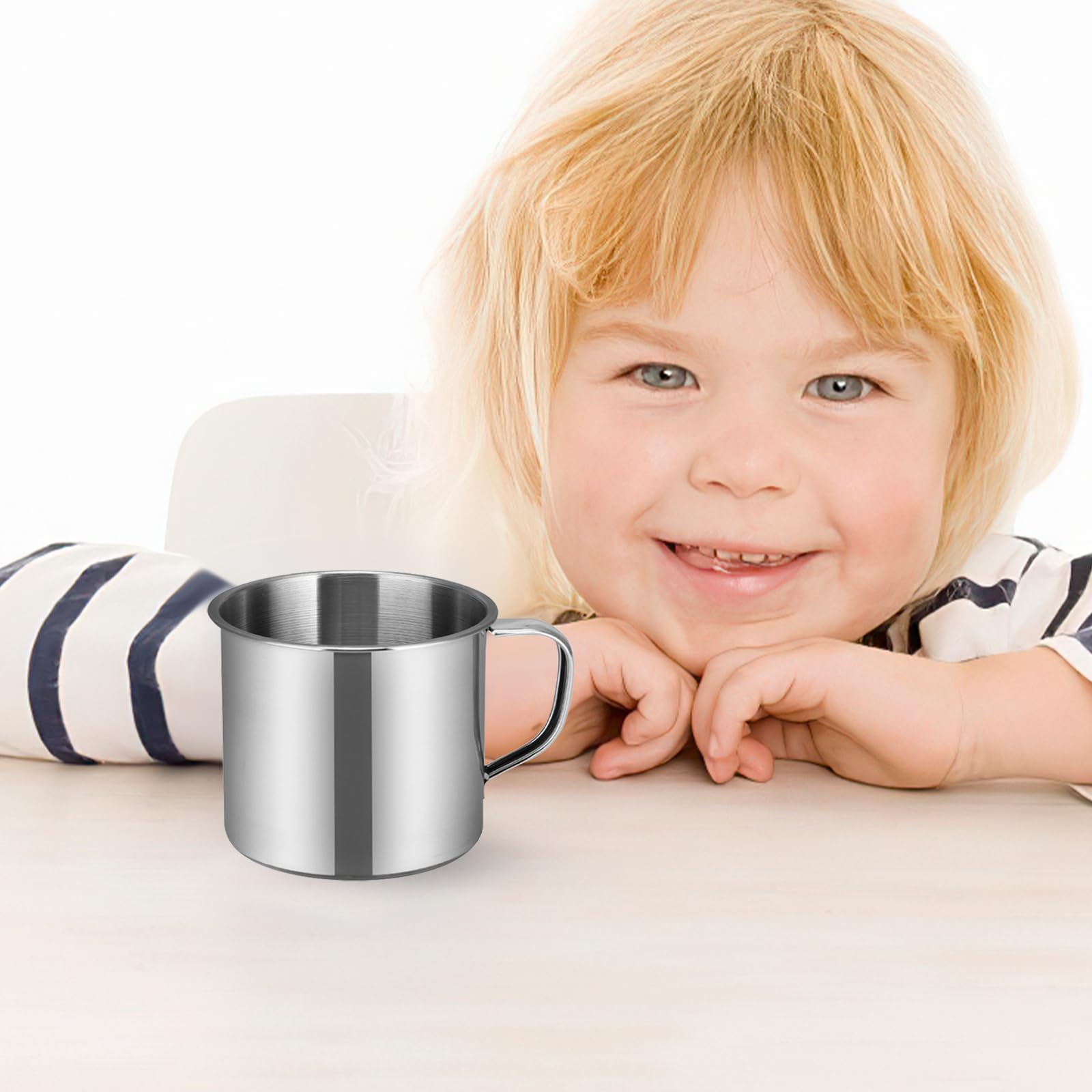 Operitacx Edelstahl Wasserbecher 10 Stück 14Oz Kinder Trinkbecher Unzerbrechlich Leicht Für Kindergarten Camping Picknick Mit Glatten Kanten