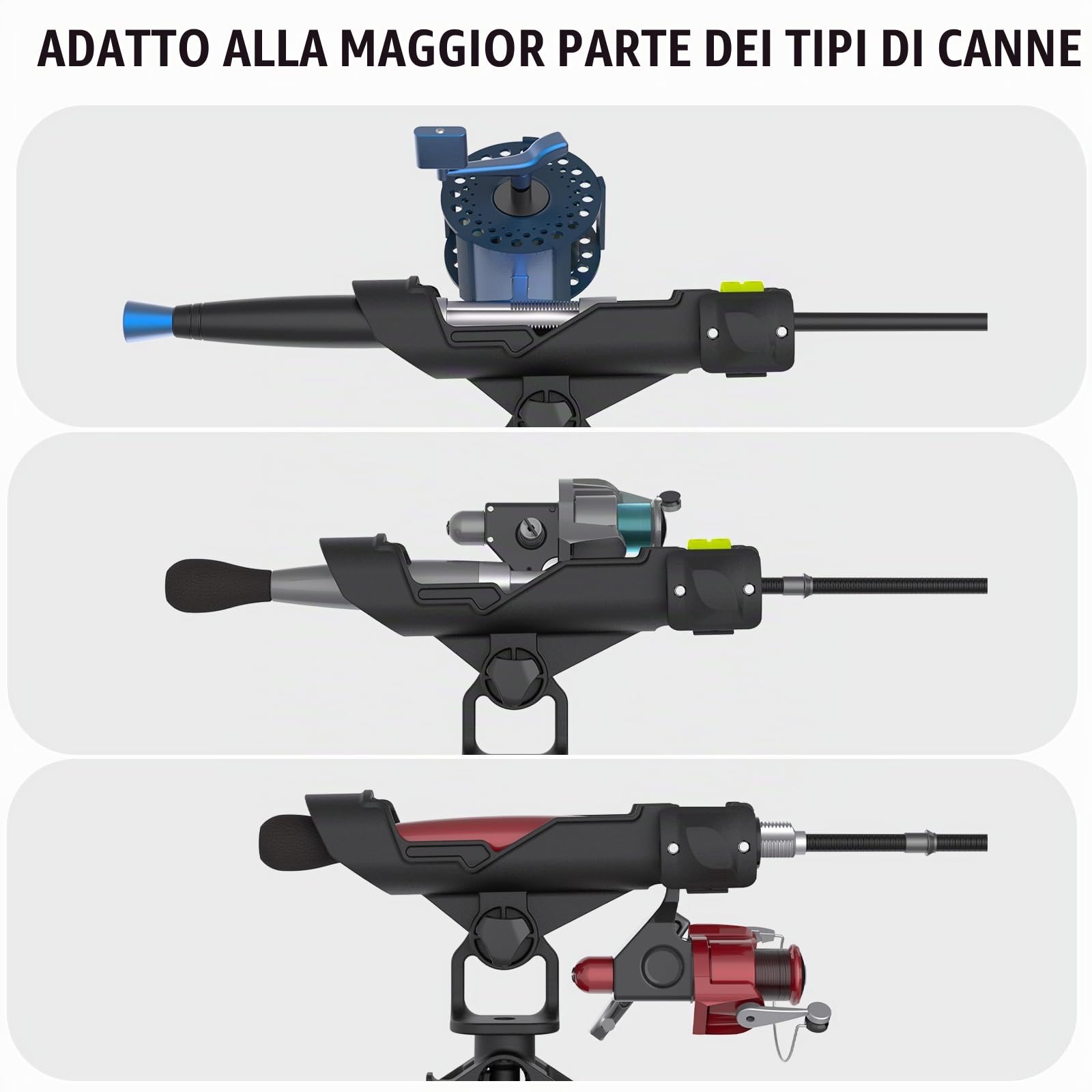 BOOSTEADY Supporto per Canna da Pesca per Barca con Montaggio Combinato, Set di 2 Supporti per Canna da Pesca per Kayak con Regolazione a 360 Gradi