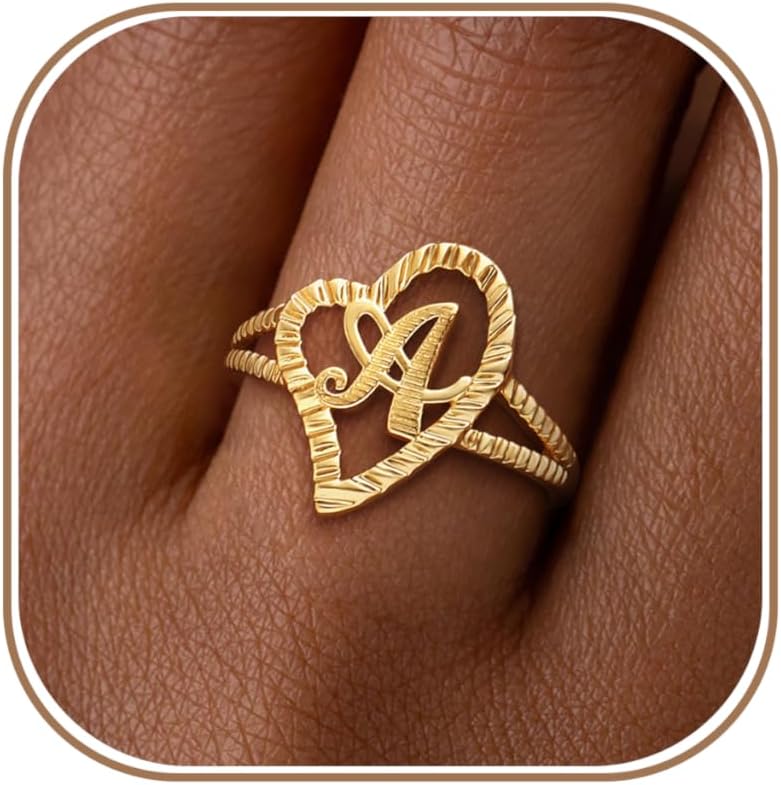 Gold Rings for Women Non Tarnish 14K Gold Plated Initial Rings