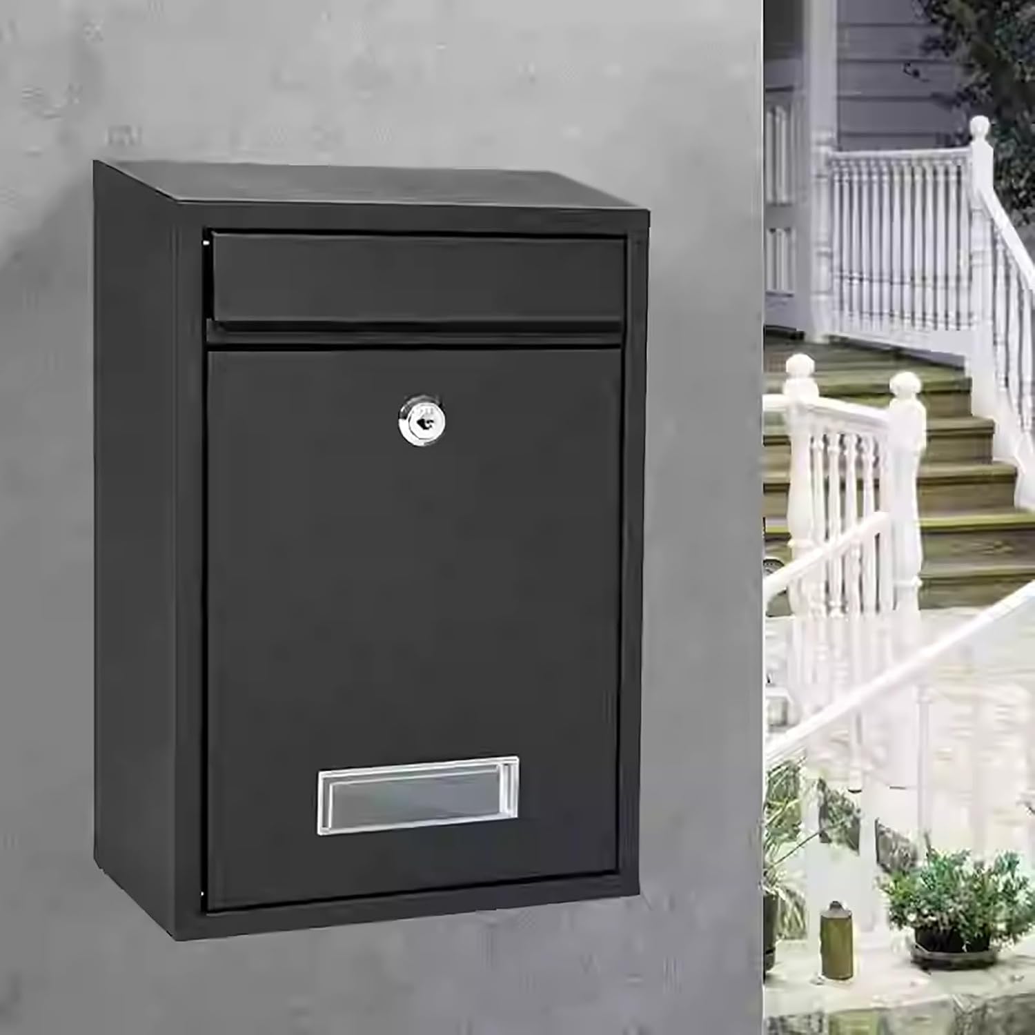 Locked Mailboxes for Outside with Key Wall Mount Easy to Clean Metal Portable Multi-Purpose Box Suitable for Communities Streets Schools Companies Shops(Black)