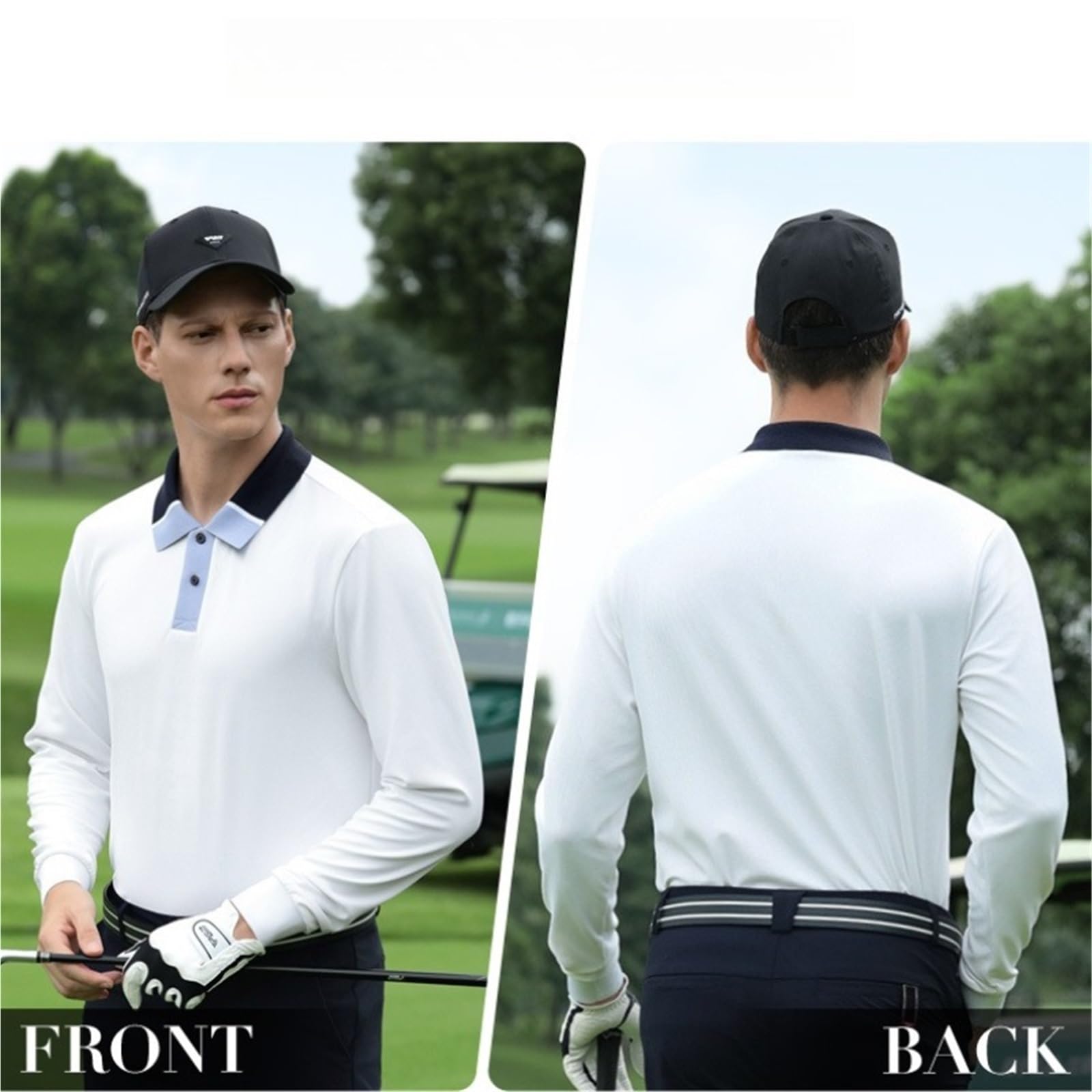 Polo da Golf a Maniche Lunghe Uomo, Traspirante, con Tessuto a Nido d'Ape e Alta Elasticità per Golf Tennis