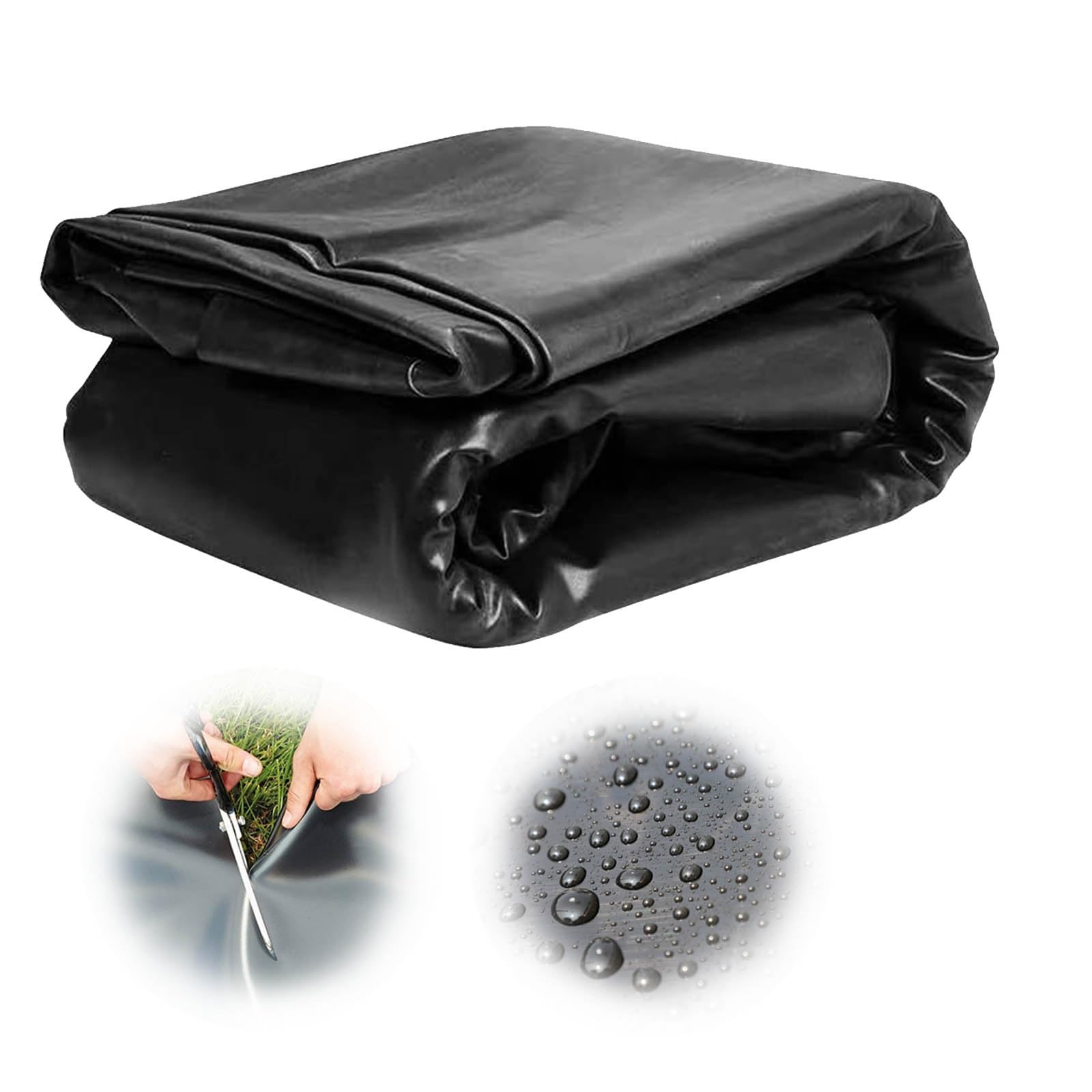 Bâche de bassin robuste noire en PVC flexible pour étang à poissons et cascades de jardin