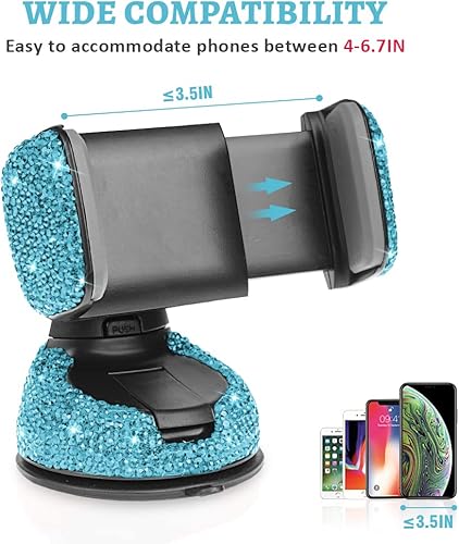 Miniatura 2 de eing Soporte de teléfono celular para automóvil con una base de ventilación más, soporte universal de cristal brillante para tablero, parabrisas y