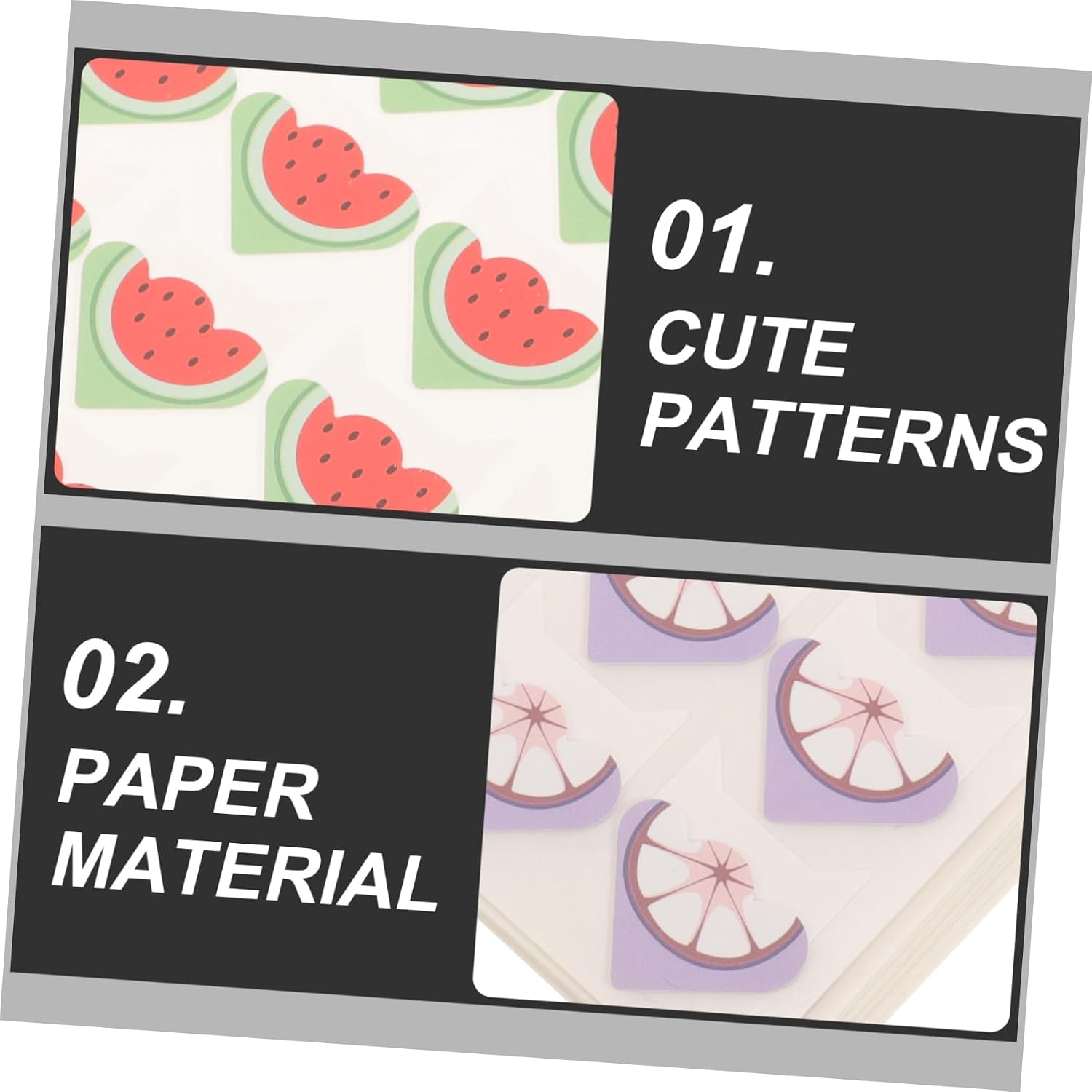 NUOBESTY 10sheets Self-Adhesive Photo Corner Stickers Cute Fruit-Themed Picture Mounting Corners for Scrapbooking and Albums Watermelon Mangosteen
