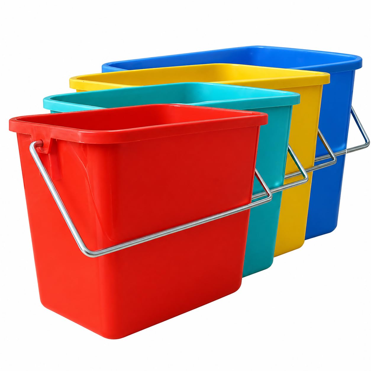 Cubeta de Limpieza 6 litros con asa metálica | Cubo Profesional de Polipropileno con Graduado | Recipiente ergonómico para Carro de Limpieza y Planes de higiene | Resistente y Ligero (Amarillo)