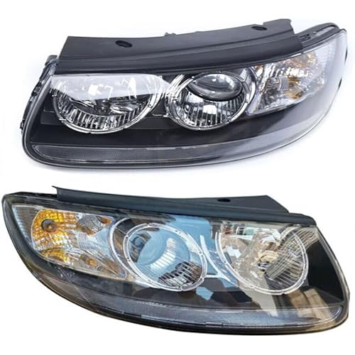 DNYSYSJ Headlight Assembly Fit for 2007-2012 HyundaiSanta Fe Black Housing Headlights Assembly Replacement Front Left Right Headlamps (Headlight Assembly Pair)