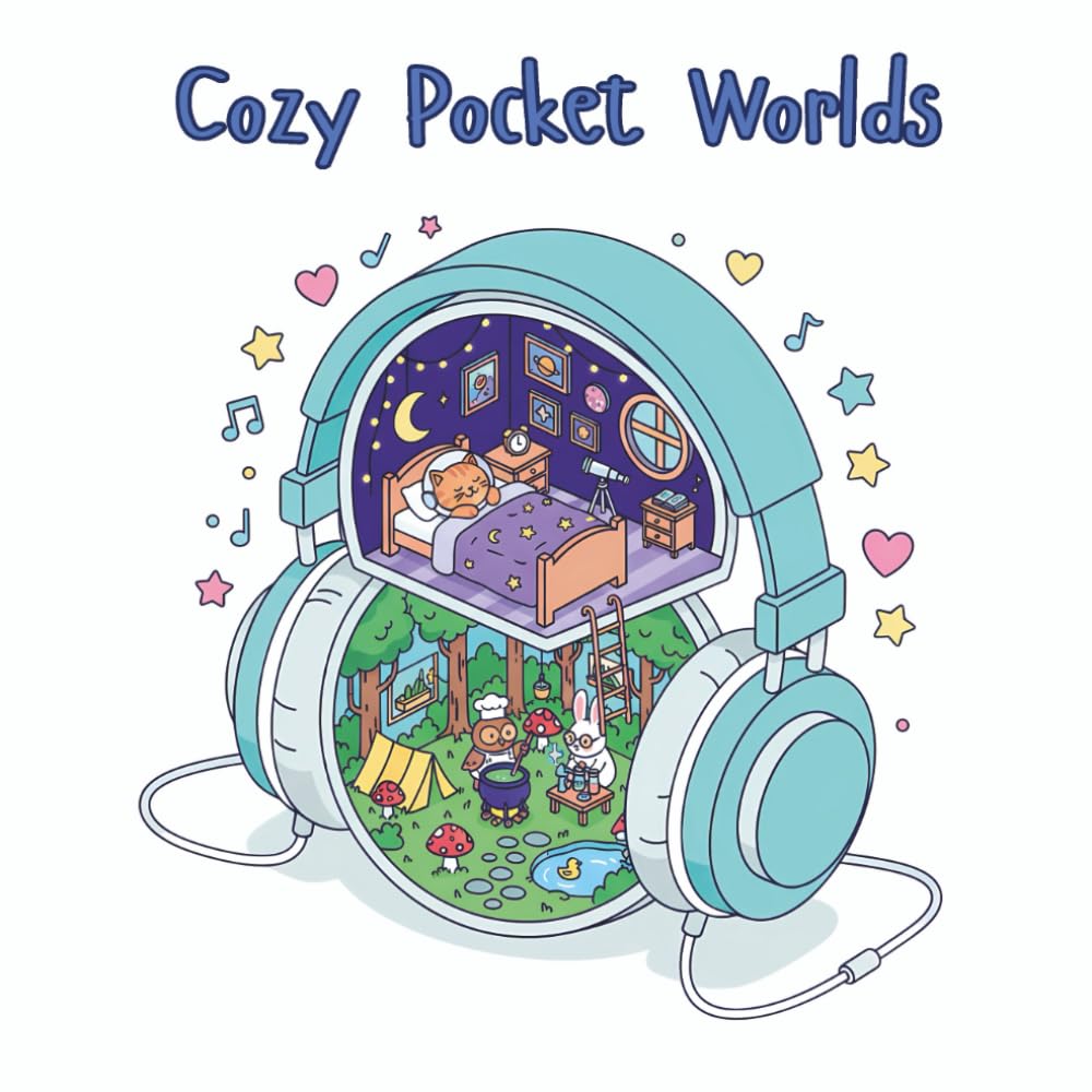 Cozy Pocket Worlds Adult Coloring Book: 40 Whimsical Miniature Scenes & Tiny Fantasy Homes for Stress Relief and Mindful Relaxation