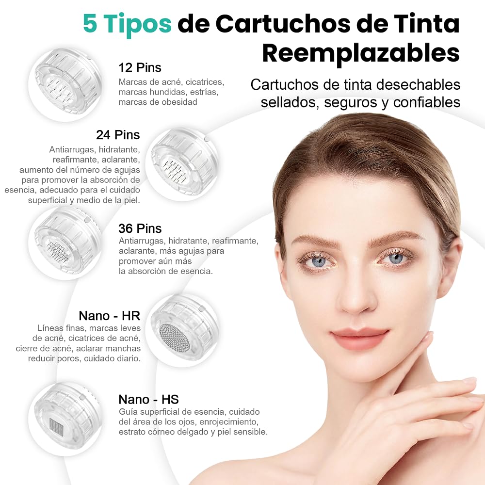 10PCS Hydra.Pen H3/H5 Cartuchos 24 Pins, Cartuchos de Tinta de Repuesto Dermapen Profesional para Antiarrugas, Hidratante y Aclarar Manchas(10Pcs, 24 Pins para H3/H5)