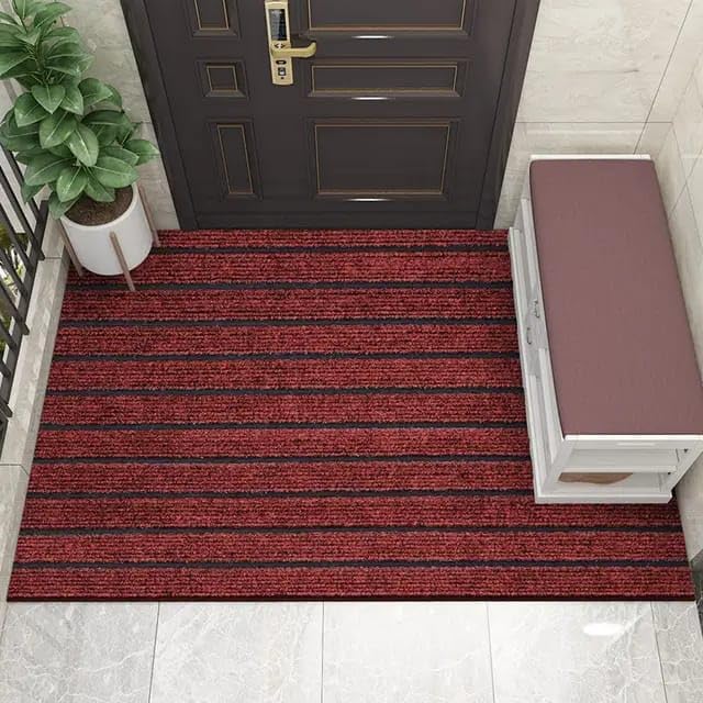 Image of Anti Slip Door Mat, Floor Mat for Living Room with Anti Slip Backing, Anti Skid Door Mats for Home, Kitchen, Entrance, Hospital, Bathroom Mat [Size 2x24 feet, Color Red]