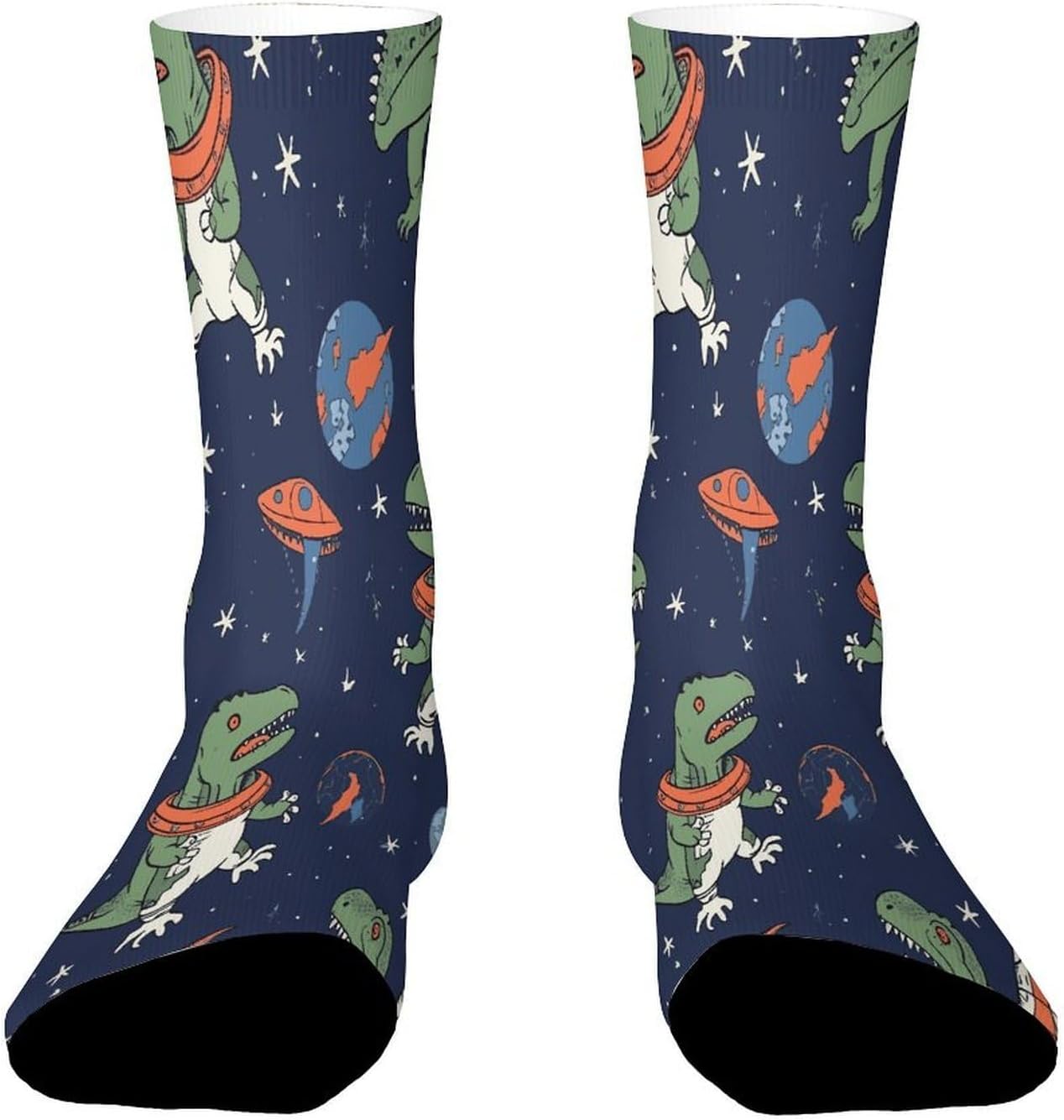 Funny Astronaut Dinosaur Rocket Crew Sock High Stocking Grippy Socks | Socks for Men & Women,Stockings-Long Thin Tube Sports, Breathable Soft Athletic for Nurses,Travel