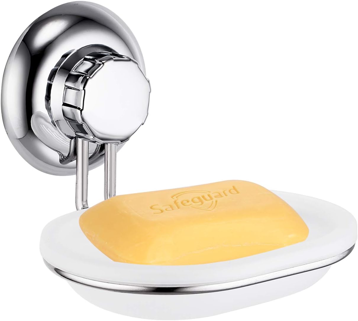 MaxHold No Drilling Suction Cup Soap Dish - Vaccum System - Stainless Steel Never Rust - for Bathroom & Washbasin