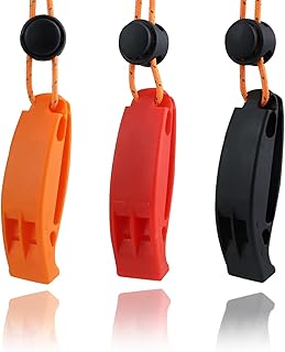 AMBITIONJUMP Emergency Whistle with Lanyard, Lifeguard Whistle Safety Whistle Loud Plastic Survival Whistles for Kayak Lif...