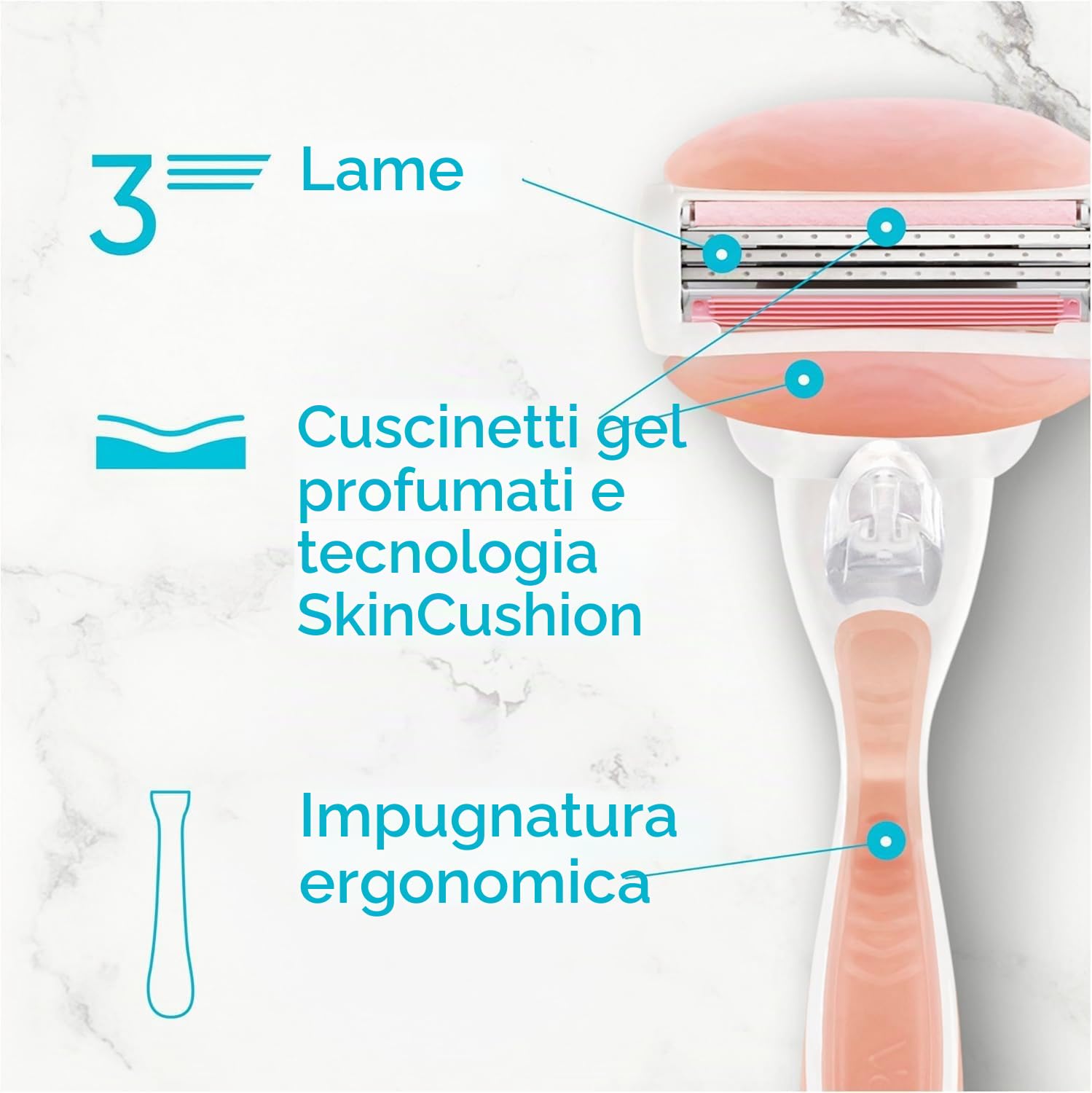 Gillette Venus ComfortGlide Spa Breeze, confezione da 8 ricariche per rasoio da donna, con 3 lame progettate per corpo e peli