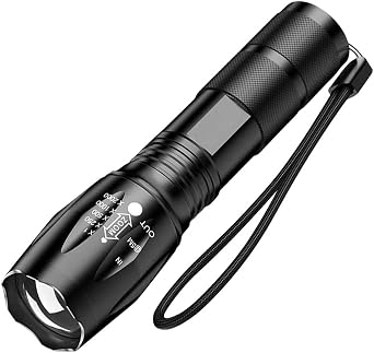 Ultra-Bright Flashlights, 2000 Lumens XML-T6 LED Tactical Flashlight, Zoomable Adjustable Focus, IP65 Water-Resistant, Portable, 5 Light Modes for Indoor and Outdoor,Camping,Emergency,Hiking 1 Pack