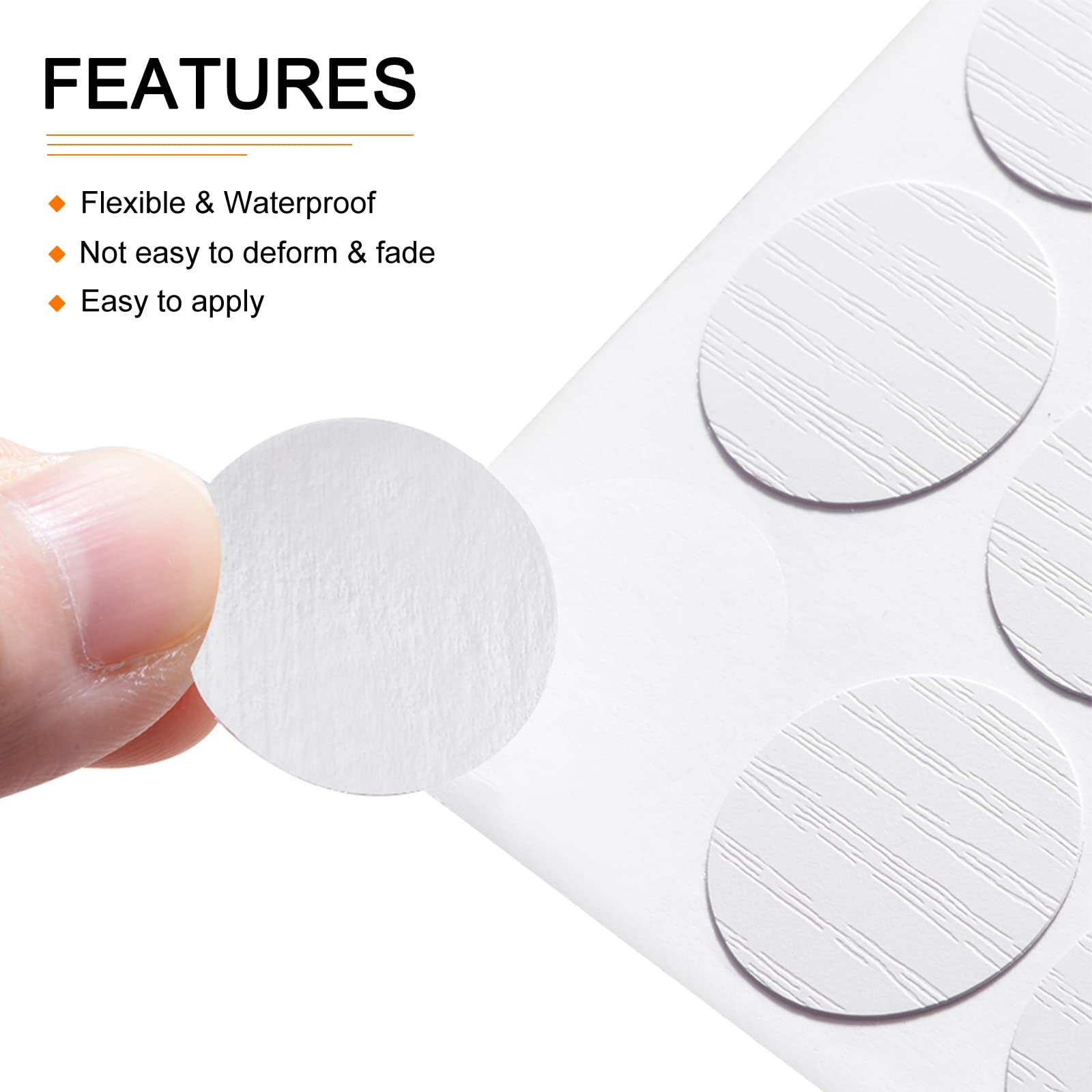 DTGN 21mm(Dia) Screw Hole Cover Stickers - 2Sheet 108pcs - Good for Furniture Wardrobe Chair - PVC Waterproof Hole Caps - Cold White - Image 3