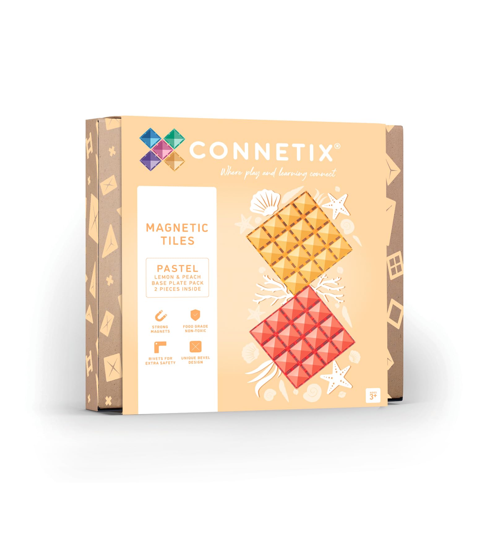ConnetixPastel Base Plate Pack, Lemon & Peach, 2 Pieces