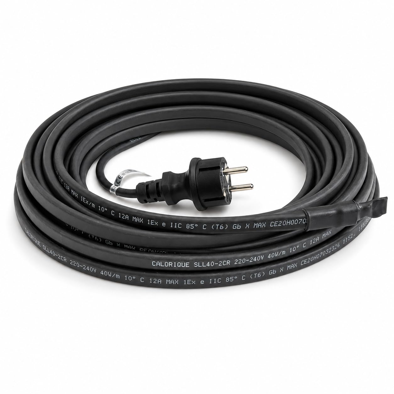 Cable calefactor Calorique SLL 40 W/m – 5 m – Para proteger canalones y exteriores contra daños por heladas – Calefacción auxiliar – Funcionamiento sin heladas de módulos fotovoltaicos