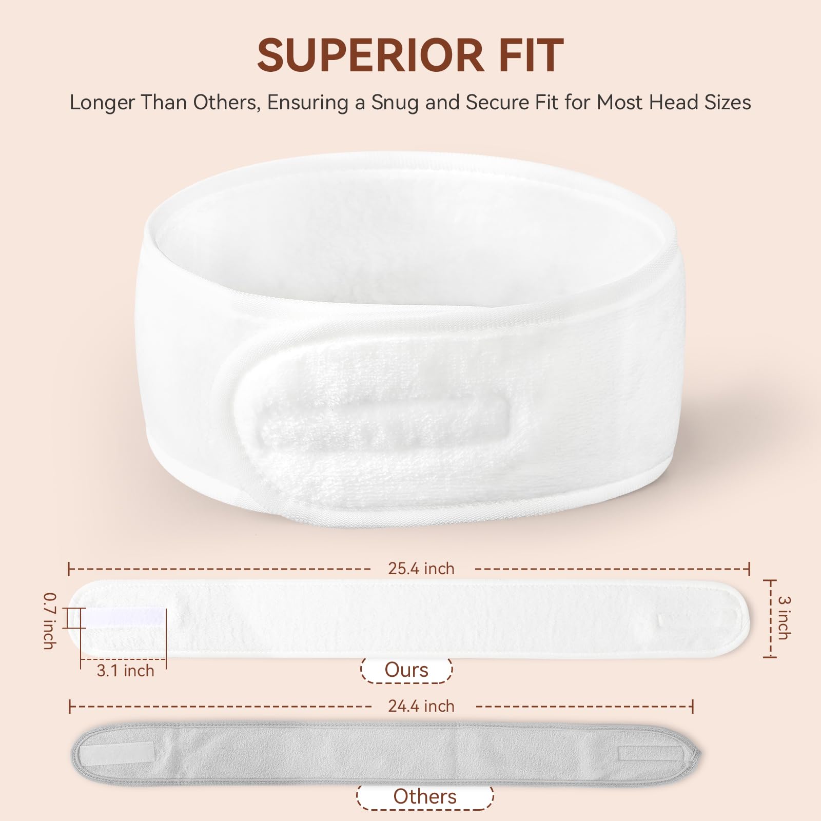 4-Pack Adjustable Spa Headbands for Women - Stretch Flannel Makeup Headbands for Face Washing & Skincare, Magic Tape - Black, White, Dark Gray, Light Gray