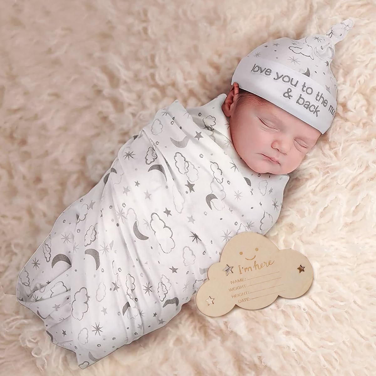 Space Galaxy Constellation Newborn Swaddle Blankets Hat